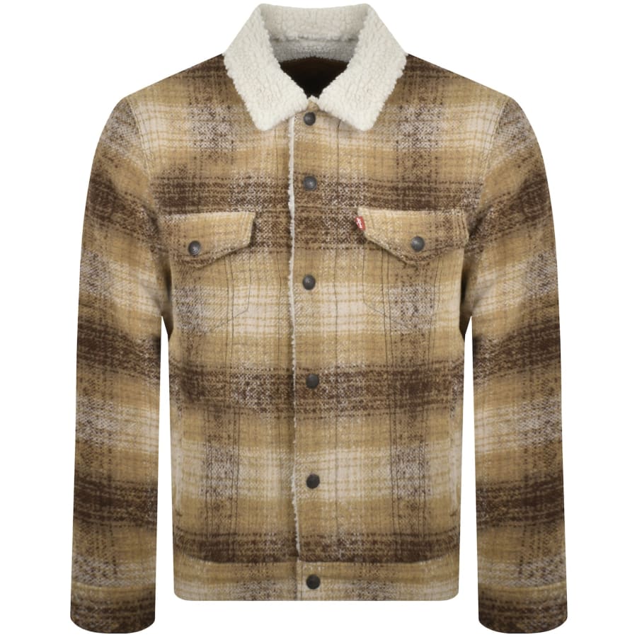 Levis Plaid Sherpa Trucker Jacket Beige